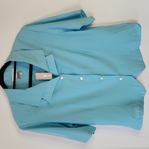 NWT Dress Barn 1X Teal Blouse - Picture 1 of 8